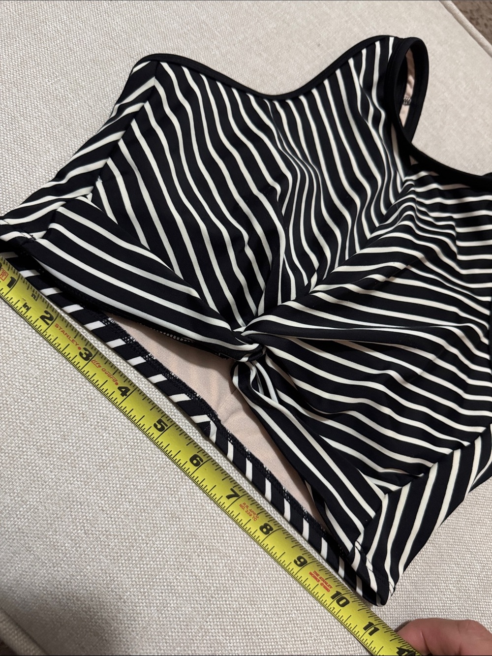EUC Kona Sol Halter Style Swim Top-Sz S-Biack n White Stripes - Picture 4 of 9